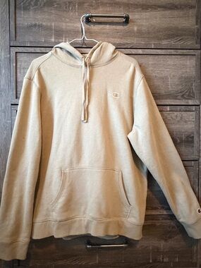 Champion Beige Pullover Hoodie with Small Logo
